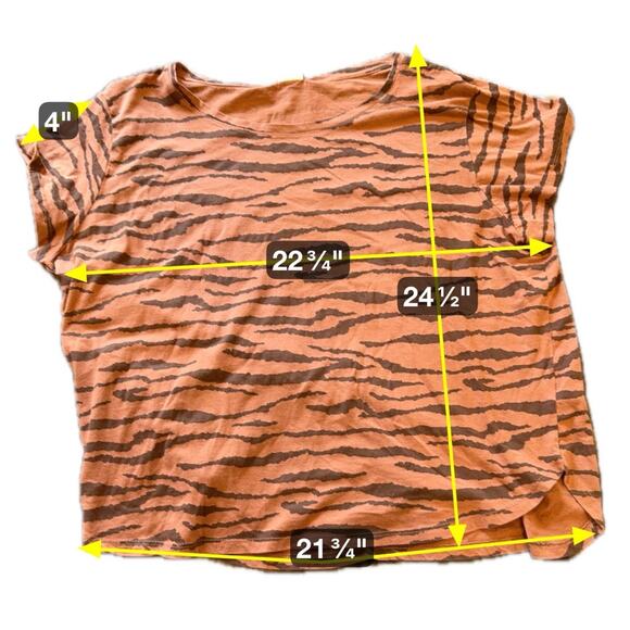 H&M Women’s Top Basic Short Sleeve Zebra Print Brown & Black High Low Hem Sz XL - Picture 3 of 7